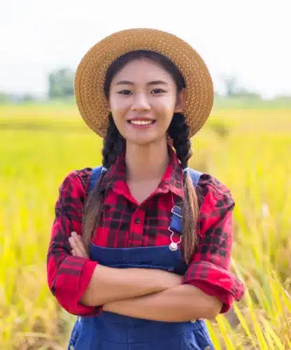 Farmer woman at rice field